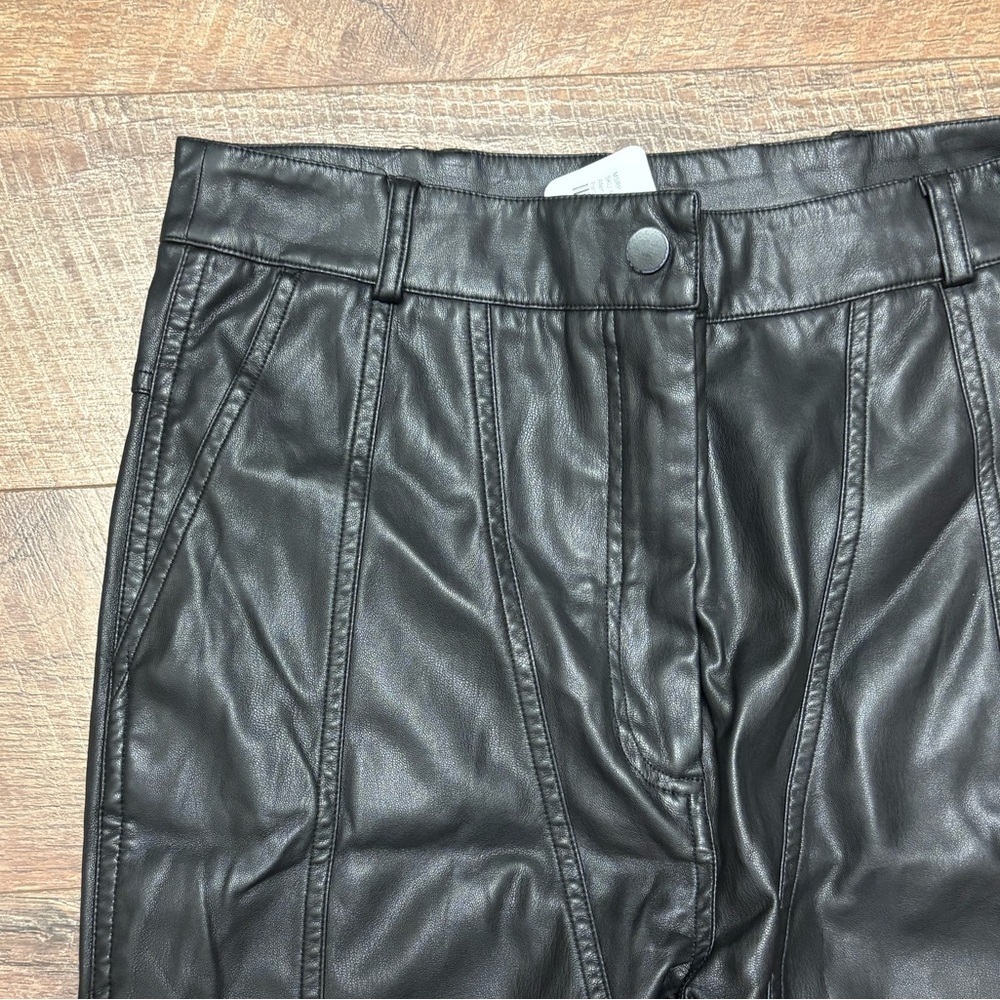 Atlein Black Vegan Leather Pants Size 12 - Picture 3 of 6